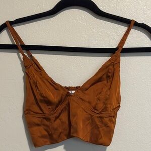 Aerie Rust Satin Crop Top size small